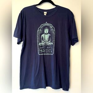 Soul Flower- cute navy blue graphic tee.